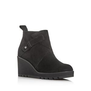 EILEEN FISHER Womens Black 1" Platform Tinker Toe Wedge Leather Booties 8.5
